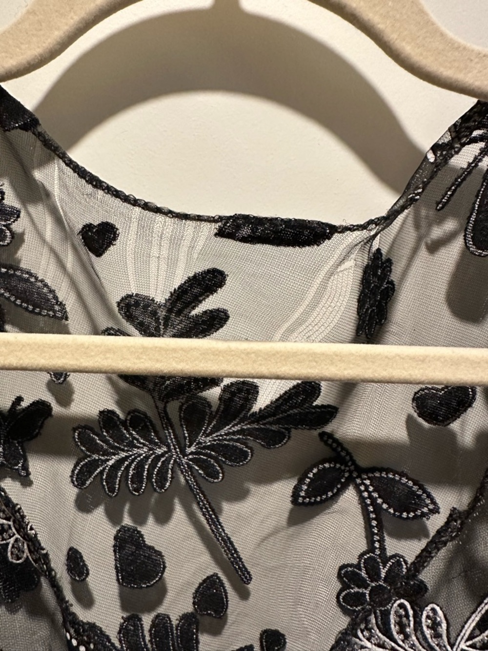 Black Sheer Embroidered Fringe Blouse - Picture 6 of 6